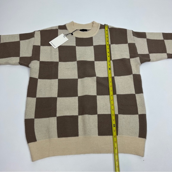 Miou Muse Brown and Cream Oversized Checkerboard Sweater NWT - Picture 7 of 9